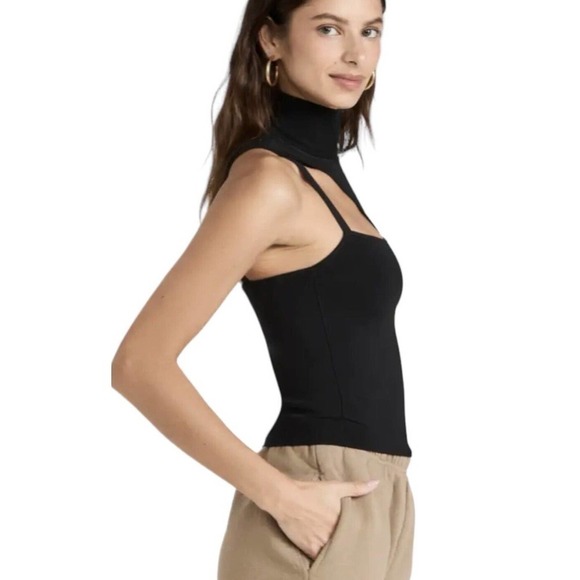 Alice + Olivia Wynn Cut Out Sweater Tank Womens XL Black Mock Neck NWT $275 - Picture 4 of 16